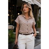 armonika Kadın Bej Puantiyeli Kısa Kol Gömlek ARM-26Y001137
