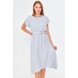 Armonika Kadın Beli Lastikli Bağlamalı Elbise ARM-18Y001133 - Koyu Lacivert - XL