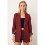 armonika Kadın Bordo Kol İçi Leopar Desenli Tek Düğmeli Ceket ARM-26K001088