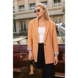 armonika Kadın Camel Kol İçi Çizgili Tek Düğmeli Ceket ARM-26Y001106