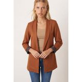 Armonika Kadın Camel Kol Içi Leopar Desenli Tek Düğmeli Ceket ARM-26K001088 - XL