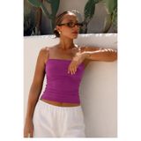 armonika Kadın Eflatun İp Askılı Astarlı Crop Bluz ARM-22Y055003