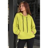 armonika Kadın Fıstık Yeşili Kapüşonlu Oversize Sweatshirt ARM-27K001009