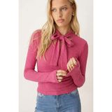 Armonika Kadın Fuşya Yakası Bağlamalı Parmak Geçmeli Bluz ARM-26K001067 - XL