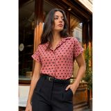 armonika Kadın Gül Kurusu Puantiyeli Kısa Kol Gömlek ARM-26Y001137
