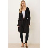 Armonika Kadın Kahve Beli Kuşaklı Cepli Kapüşonlu Oversize Kaşe Kaban ARM-26K001025 - Kahverengi