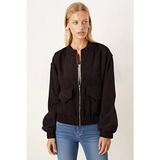 Armonika Kadın Kahve Cepli Kolları ve Beli Lastikli Bomber Kaşe Mont ARM-26K001027 - Kahverengi