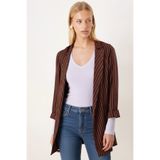 armonika Kadın Kahve Oversize Duble Kol Kruvaze Yaka Astarlı Blazer Ceket ARM-26K001052