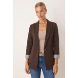 Armonika Kadın Kahverengi Kol Içi Çizgili Tek Düğmeli Ceket ARM-22K001122 - XL