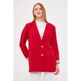 armonika Kadın Kırmızı Kruvaze Yaka Kolu Katlama Detaylı Oversize Vatkalı Blazer Ceket ARM-25K001015