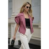 Armonika Kadın Koyu Pembe Kolu Yırtmaç Detaylı Crop Kısa Kol Ceket ARM-24Y001048 - XL