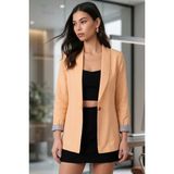 armonika Kadın Koyu-Sarı Kol İçi Çizgili Tek Düğmeli Ceket ARM-22K001122