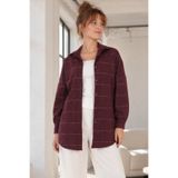 armonika Kadın Koyubordo Desenli Oversize Uzun Basic Gömlek ARM-27K001027