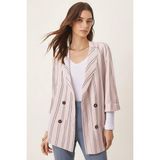 armonika Kadın Krem Oversize Duble Kol Kruvaze Yaka Astarlı Blazer Ceket ARM-26K001052