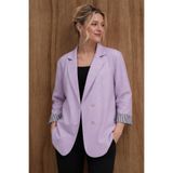 armonika Kadın Lila Kruvaze Yaka Kolu Katlama Detaylı Oversize Vatkalı Blazer Ceket ARM-25K001015