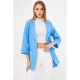 armonika Kadın Mavi Cepli Oversize Ceket ARM-24Y001115