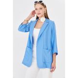 Armonika Kadın Mavi Cepli Oversize Ceket ARM-26K001005 - XL