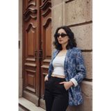 armonika Kadın Saks Desenli Tek Düğme Ceket ARM-26Y001104