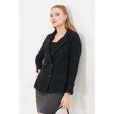 Armonika Kadın Siyah Çizgi Desenli Dört Düğmeli Kaşe Ceket ARM-24K001037 - XL - Saks