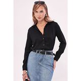 Armonika Kadın Siyah Uzun Kollu Düz Gömlek Dokuma Günlük Stil Cepsiz Regular Fit Desenli ARM-18Y001176 - 44
