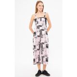 armonika Kadın Toz Pembe Desenli Bahçivan Tulum ARM-24Y001106