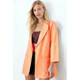 Armonika Kadın Turuncu Cepli Oversize Ceket ARM-26K001005 - XL