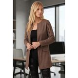 Armonika Kadın Vizon Beli Dikişli Uzun Ceket ARM-26K001091 - XL