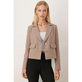 Armonika Kadın Vizon Erkek Yaka Kare Cepli Astarlı Crop Ceket ARM-26K001026 - XL