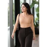 armonika Kadın Vizon V Yaka Fitilli Likralı Triko Bluz ARM-27K069002