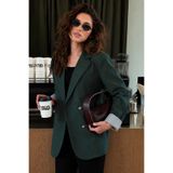 armonika Kadın Zümrüt Kruvaze Yaka Kolu Katlama Detaylı Oversize Vatkalı Blazer Ceket ARM-25K001015