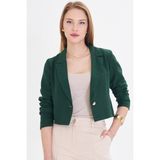 Armonika Kadın Zümrüt Tek Düğmeli Crop Ceket ARM-23Y001064 - XL