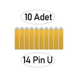 ARMONİKONYA 10 Adet 14 Pin U Sarı Pcd Microblading P.c.d Gold Kalıcı Makyaj Iğnesi Microblading Iğne 0,25 Mm