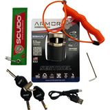Armor 605MVA 5.5mm 120DB Alarmlı ve Şarjlı Disk Kilidi (Tüm Vespa Modelleriyle Uyumludur) - Gri