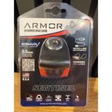 Armor 605MVA 5.5mm 120DB Alarmlı ve Şarjlı Disk Kilidi (Tüm Vespa Modelleriyle Uyumludur) - Turuncu