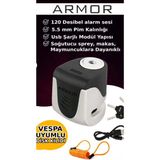 Armor 605MVA 5.5mm 120DB Alarmlı ve USB Şarjlı Motosiklet Disk Kilidi (Tüm Vespa Modelleriyle Uyumludur) - Gri