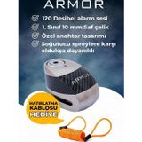 Armor 610 Mva 10 Mm Alarmlı Çelik Disk Kilit Motorsiklet Kilidi Hatırlatma Kablosu