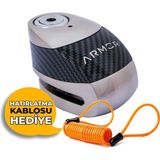Armor 610 Plus Motosiklet Alarmlı Disk Kilidi 10 mm 120 Desibel - Alüminyum Gri