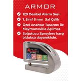 Armor Alarmlı Motorsiklet Disk Kilidi Çelik Gövde 606 Mva 6Mm-İnox