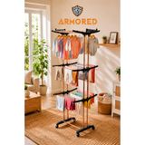 Armored Home Product Trio EXTRA KALIN BORULU Tekerlekli 3 KATLI EXTRA GENİŞ Çamaşır Kurutmalık Askısı Ar-402