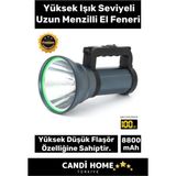 Armoris Deluxe Özel 5 Modlu 8800 Mah Beyaz Aydınlatma 1000M Menzilli 200W Güçlü Şarjlı El Feneri Projektör - Mavi
