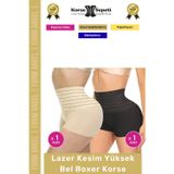 Armoris #Korse Vücut Toparlayıcı Şekillendirici Kaymaz Doku Lazer Kesim Yüksek Bel Boxer Korse 2'Li Set