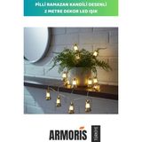 Armoris #ledışık Pilli 2 Metre 10 LED Ramazan Kandili Desenli Ambiyans Aydınlatma Dekoratif LED Işık - Sarı