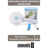 Armoris Yeni Cep Boyu USB Şarjlı 3 Kademeli Sessiz Taşınabilir Mini Fan Pervaneli Soğutucu Küçük Vantilatör - Beyaz