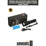 Armoris Yeni Nesil Gün Işığı Aydınlatma 5 Modlu 750 Metre Menzil 8800 Mah 3000 Lümen Süper Güçlü El Feneri - Siyah