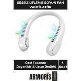 Armoris Yeni Nesil Taşınabilir Şarjlı Güçlü Yüksek Kaliteli Sessiz Hava Soğutucu Üflemeli Boyun Vantilatör - Beyaz