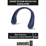Armoris Yeni Nesil Taşınabilir Şarjlı Güçlü Yüksek Kaliteli Sessiz Hava Soğutucu Üflemeli Boyun Vantilatör - Lacivert