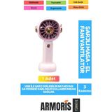 Armoris Yeni Seri Sessiz 3 Kademeli Hafif Kablosuz 1200MAH Taşınabilir USB Şarjlı Masa El Fanı Vantilatör - Çok Renkli