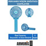 Armoris Yeni Taşınabilir Cep Boyu USB Şarjlı 3 Kademeli Sessiz Mini Fan Pervaneli Soğutucu Küçük Vantilatör - Mavi