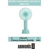 Armoris Yeninesil USB Şarjlı 3 Kademeli Sessiz Taşınabilir Mini Fan Pervaneli Soğutucu Küçük Vantilatör - Mavi