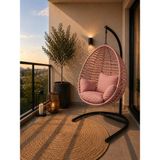 Armut Salıncak Tek Kişilik Makrome Pembe Ip Örgü Bahçe Balkon Ev Salıncağı